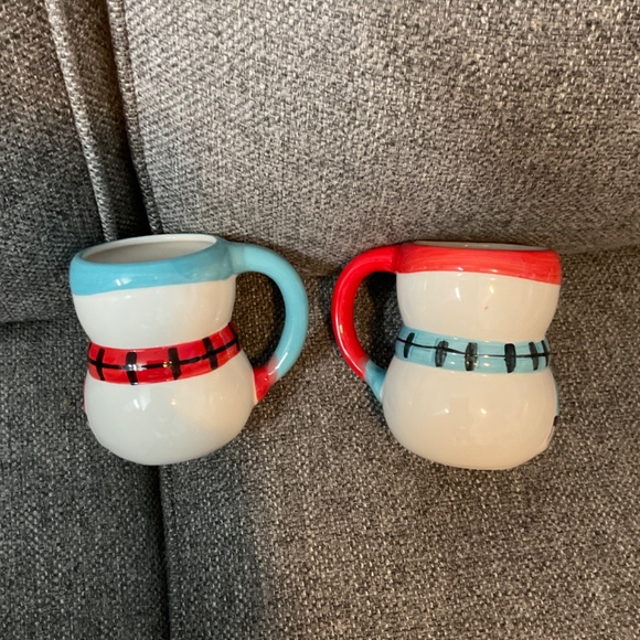 SET OF 2: BAY ISLAND BLUE & RED SNOWMAN MUG & set - Picture 2 of 4